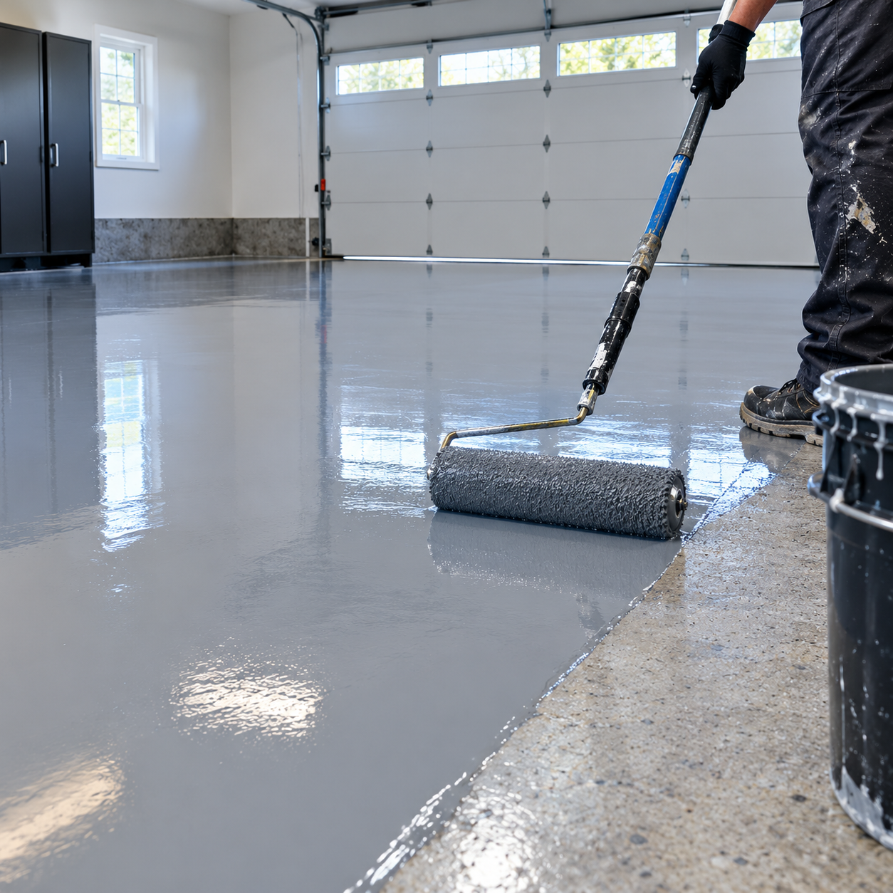 Professional epoxy flooring and coating services in Sarasota Florida by Alejo Painting INC