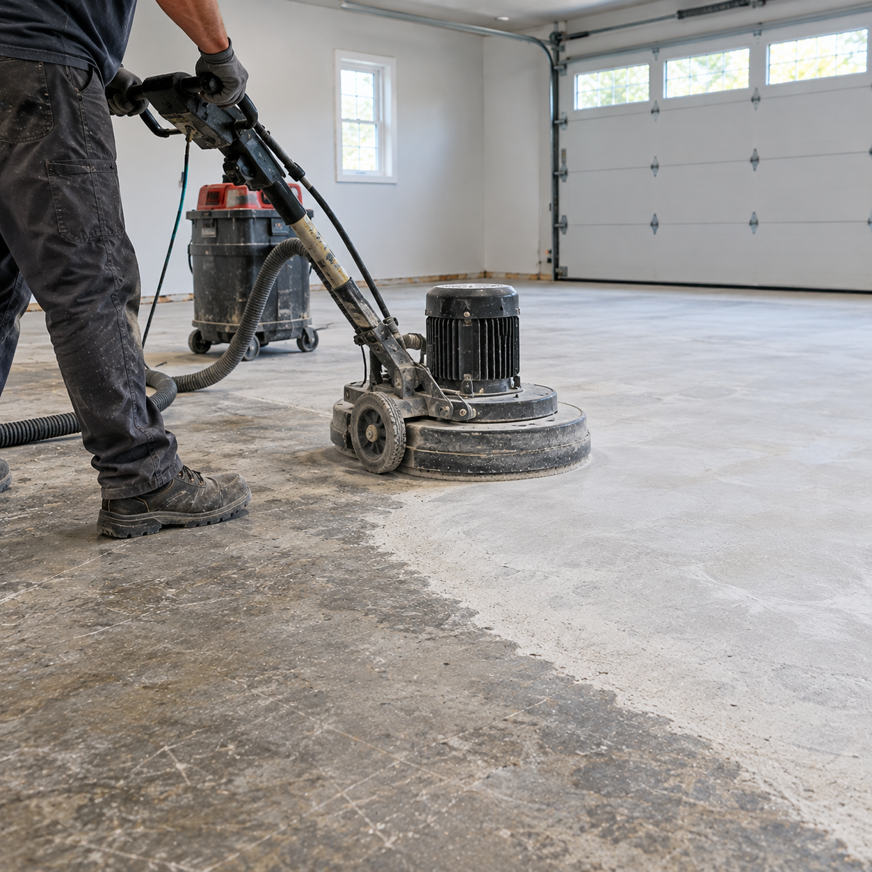 Concrete surface preparation before epoxy coating in Sarasota Florida